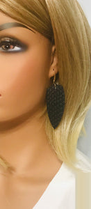 Black Genuine Leather Earrings - E19-1248