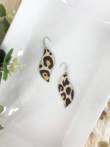 Almond Large Cheetah Leather Earrings - E19-1253