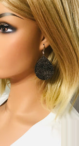 Distressed Gray Leather Earrings - E19-1257