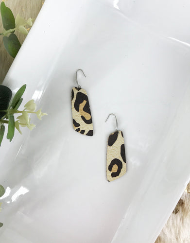 Almond Large Cheetah Leather Earrings - E19-1259