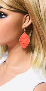 Salmon Cork Leather Earrings - E19-1260
