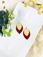 Load image into Gallery viewer, Pebbled Gold Leather Over Red Suede Leather Earrings - E19-1268