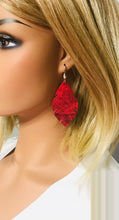 Load image into Gallery viewer, Marbled Red Leather Earrings - E19-1277