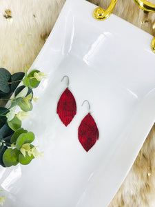 Marbled Red Leather Earrings - E19-1285