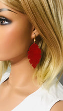 Load image into Gallery viewer, Red Suede Leather Earrings - E19-1286