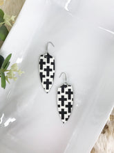 Load image into Gallery viewer, Black Crosses on off White Leather Earrings - E19-1290