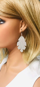 Grey Palm Leaf Leather Earrings - E19-1291