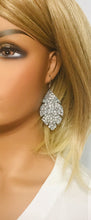 Load image into Gallery viewer, Silver and Gray Exotic Stingray Leather Earrings - E19-1293