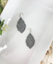Load image into Gallery viewer, Silver and Gray Exotic Stingray Leather Earrings - E19-1293