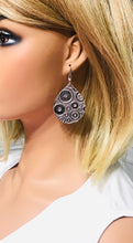 Load image into Gallery viewer, Metallic Grey Embossed Leather Earrings - E19-1297
