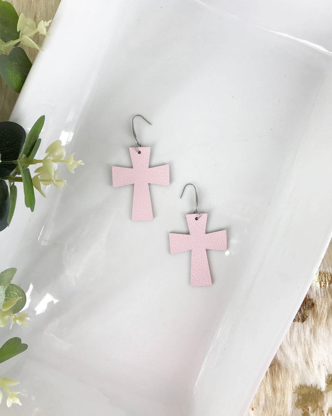 Baby Pink Genuine Leather Earrings - E19-1310
