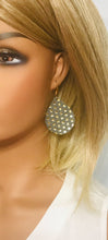 Load image into Gallery viewer, Metallic Grey and Gold Polka Dot Leather Earrings - E19-1315