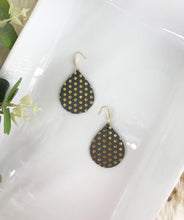 Load image into Gallery viewer, Metallic Grey and Gold Polka Dot Leather Earrings - E19-1315