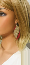 Load image into Gallery viewer, Bright Red Leather and Metallic Chunky Glitter Earrings - E19-1318