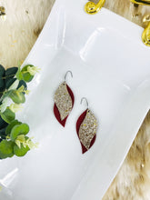 Load image into Gallery viewer, Bright Red Leather and Metallic Chunky Glitter Earrings - E19-1318