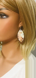 Brown and Textured Floral Snake Leather Earrings - E19-1319