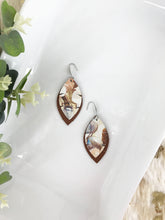 Load image into Gallery viewer, Brown and Textured Floral Snake Leather Earrings - E19-1319