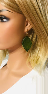 Green Genuine Leather Earrings - E19-1323