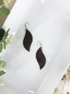 Brown Metallic Leather Earrings - E19-1326