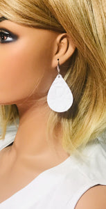 White Embossed Leather Earrings - E19-1345