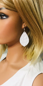 White Embossed Genuine Leather Earrings - E19-1350