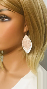 White and Rose Gold Metallic Snake Leather Earrings - E19-1353