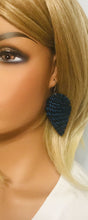 Load image into Gallery viewer, Royal Blue Metallic Leather Earrings - E19-1355