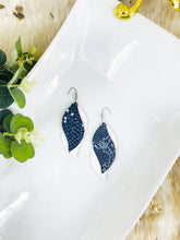 Load image into Gallery viewer, White Leather and Navy Snake Leather Earrings - E19-1356