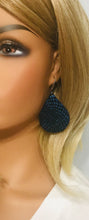 Load image into Gallery viewer, Royal Blue Metallic Leather Earrings - E19-1359
