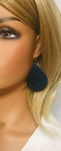 Royal Blue Metallic Leather Earrings - E19-1359