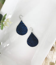 Load image into Gallery viewer, Royal Blue Metallic Leather Earrings - E19-1359