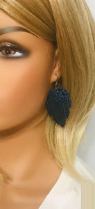 Royal Blue Metallic Leather Earrings - E19-1361