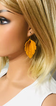 Load image into Gallery viewer, Mustard Braided Fishtail Leather Earrings - E19-1365