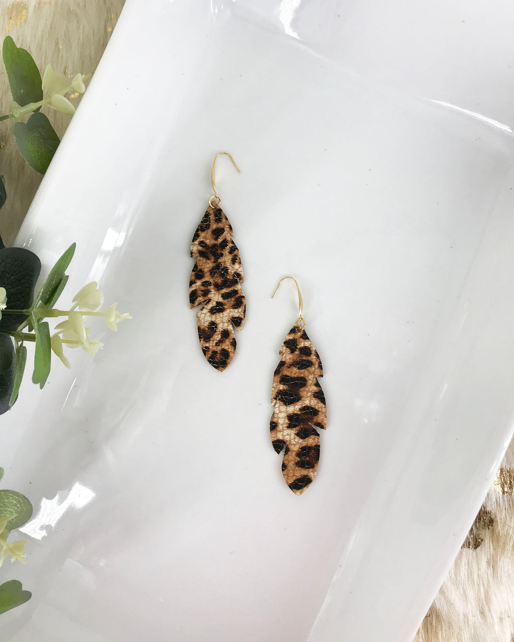 Banana Leopard Print Leather Earrings - E19-1366