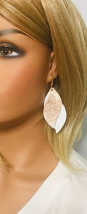 White Leather and Rose Gold Snake Leather Earrings - E19-1369