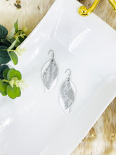 Load image into Gallery viewer, White Leather and Gray Snake Leather Earrings - E19-1376