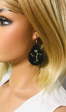 Load image into Gallery viewer, Biker Black Genuine Leather and Gold Cheetah Earrings - E19-1379