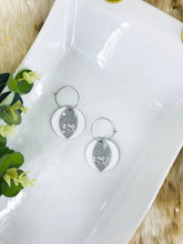 Load image into Gallery viewer, White Leather and Gray Snake Leather Hoop Earrings - E19-1384