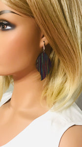 Rainbow Striped Leather Earrings - E19-1386