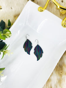 Rainbow Striped Leather Earrings - E19-1386