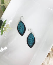 Load image into Gallery viewer, Black and Turquoise Blue Leather Earrings - E19-1387