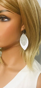 White and Gray Snake Leather Earrings - E19-1390