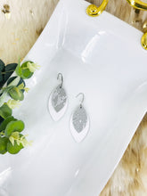 Load image into Gallery viewer, White and Gray Snake Leather Earrings - E19-1390