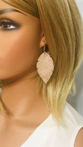 Metallic Rose Gold Leather Earrings - E19-1391