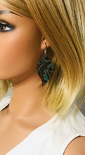 Load image into Gallery viewer, Dark Teal Aqua Western Embossed Leather Earrings - E19-1396