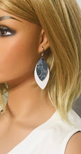 Load image into Gallery viewer, White Leather and Navy Snake Leather Earrings - E19-1400