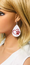 Load image into Gallery viewer, White Genuine Leather and Red Glitter Earrings - E19-1404