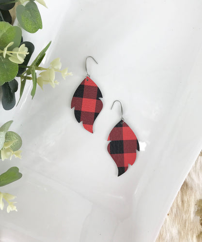 Mini Buffalo Plaid Leather Earrings - E19-1410
