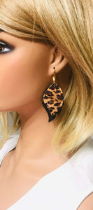 Black and Leopard Print Leather Earrings - E19-1412