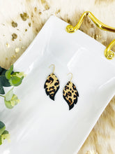 Load image into Gallery viewer, Black and Leopard Print Leather Earrings - E19-1412